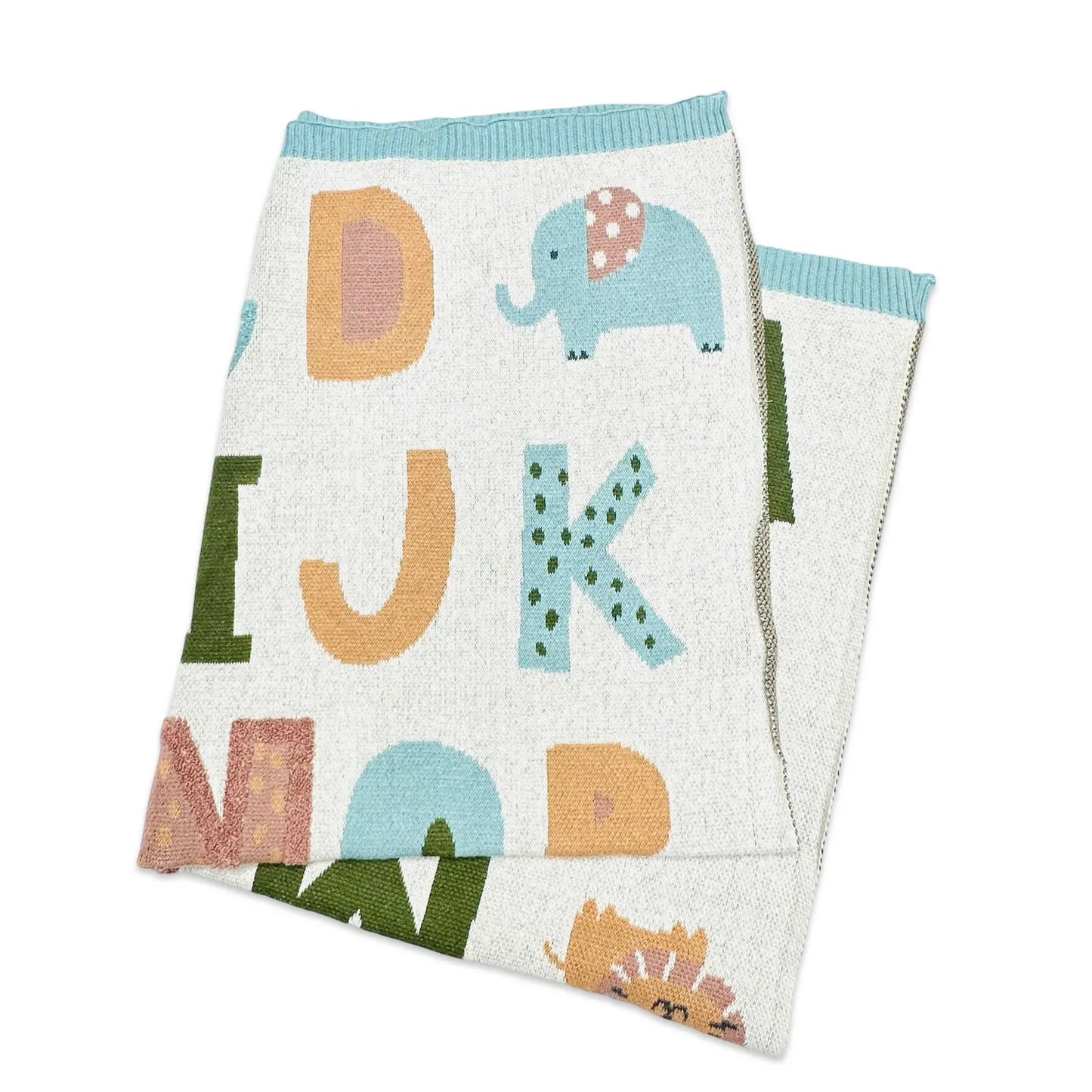 Alphabet - Organic Jacquard Sweater Knit Baby Blanket Viverano Organics