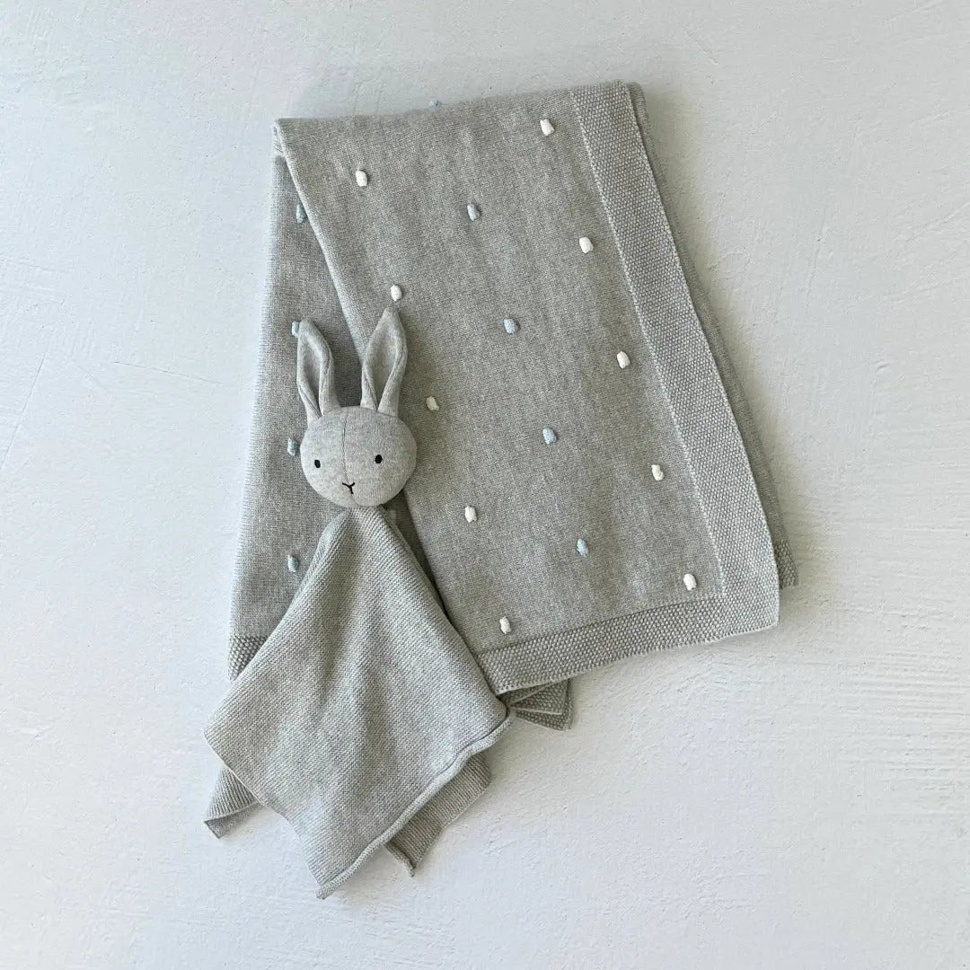 Bobble Knit Baby Blanket & Lovey Gift SET (Organic) - The Baby Blanket Store LLC Crib Blanket 30" x 42"