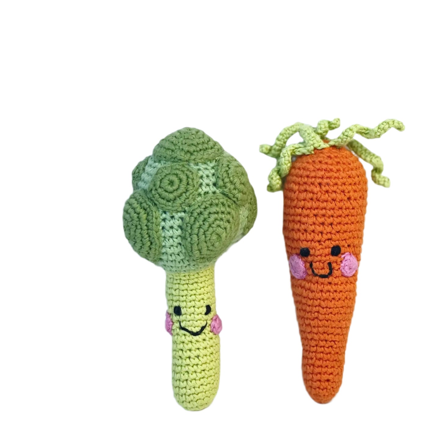 Carrot - Handmade Organic Cotton with Gentle Rattle Pebble