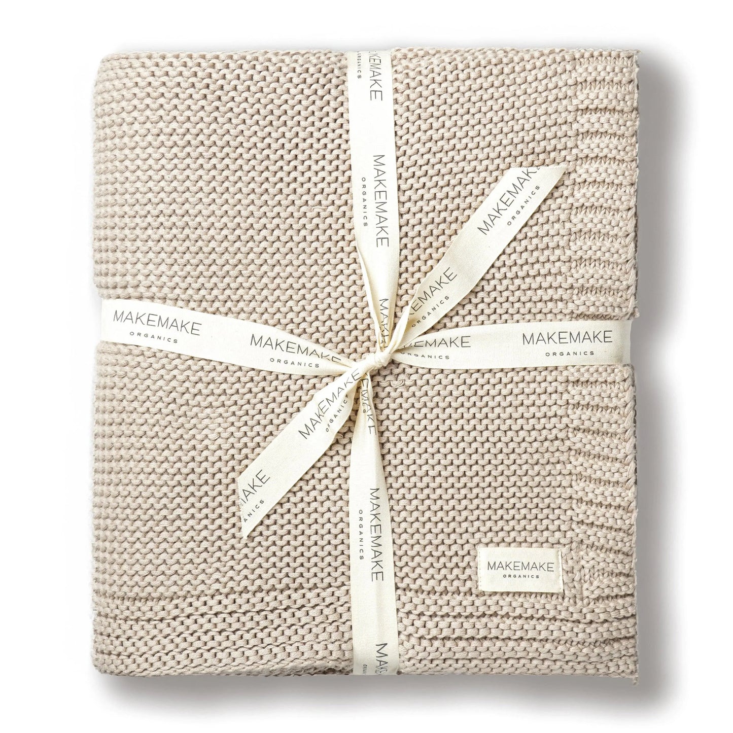 Chunky Knit Throw Blanket - Beige Makemake Organics