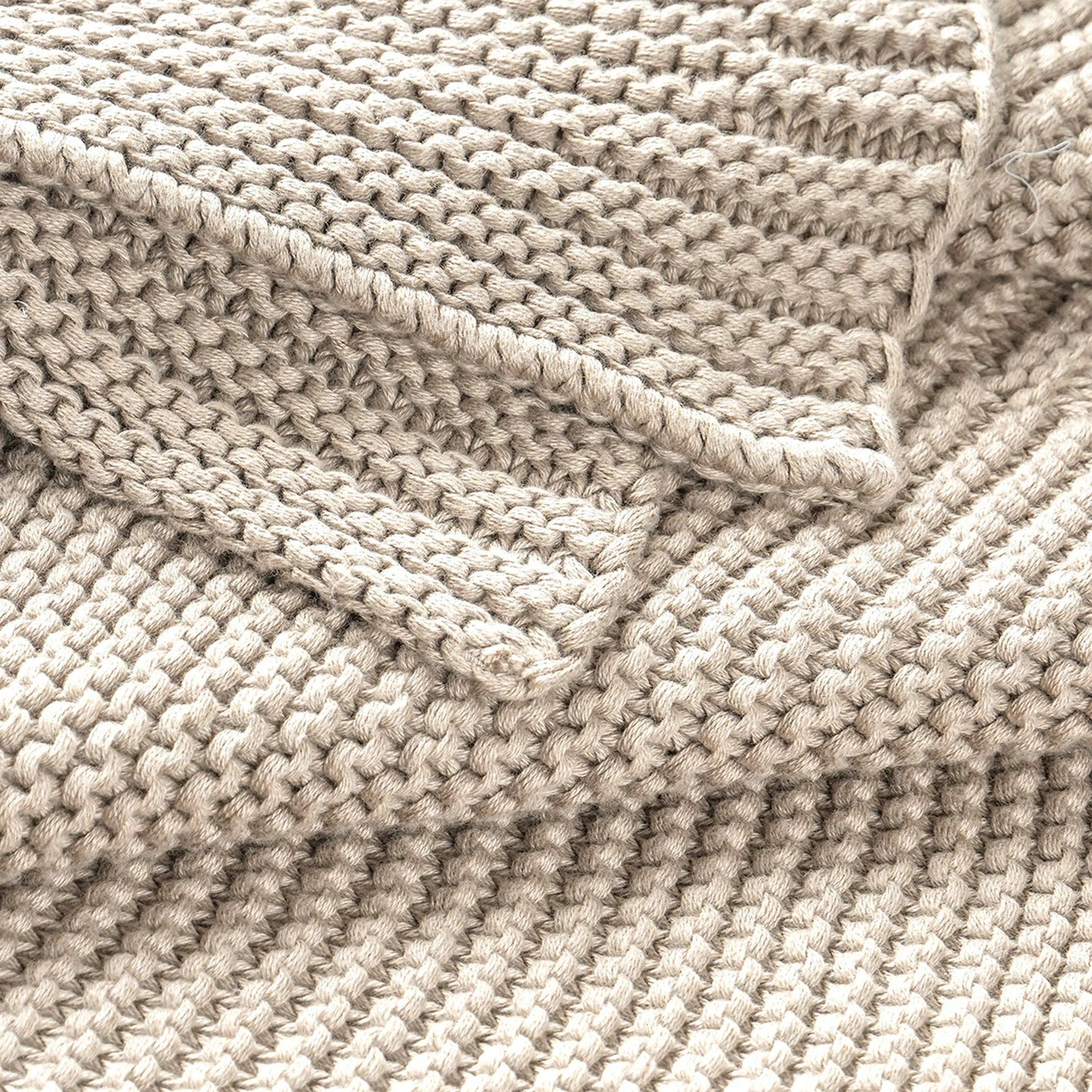Chunky Knit Throw Blanket - Beige Makemake Organics