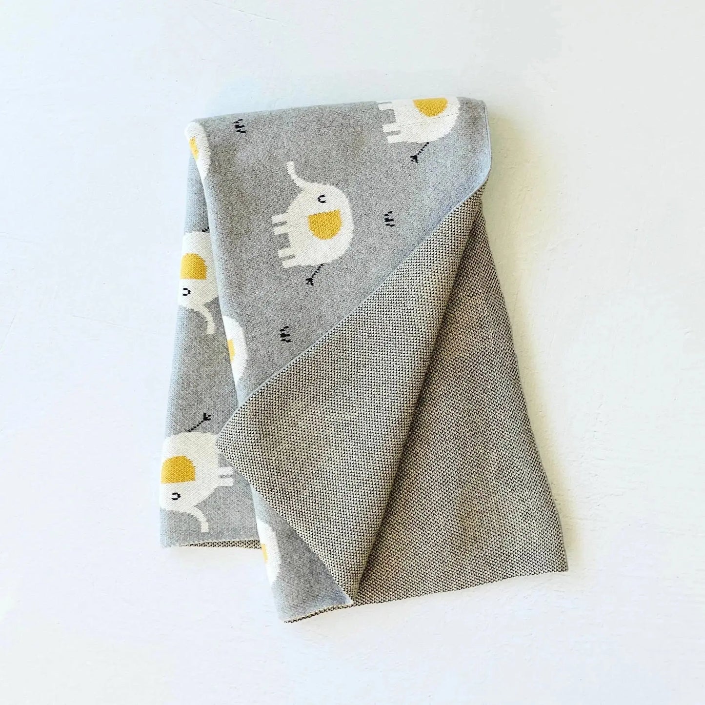 Elephant - Organic Cotton Jacquard Sweater Knit Baby Blanket Viverano Organics