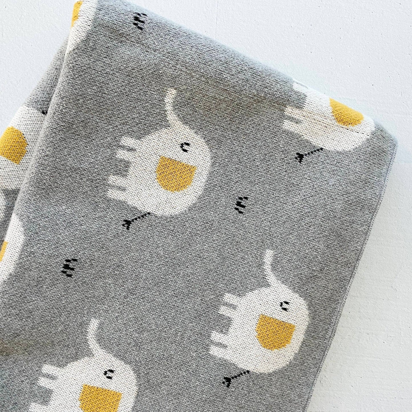 Elephant - Organic Cotton Jacquard Sweater Knit Baby Blanket Viverano Organics