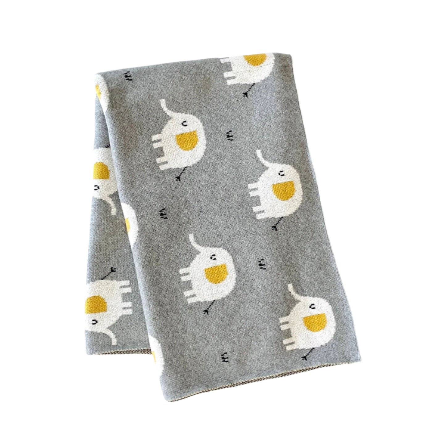 Elephant - Organic Cotton Jacquard Sweater Knit Baby Blanket Viverano Organics
