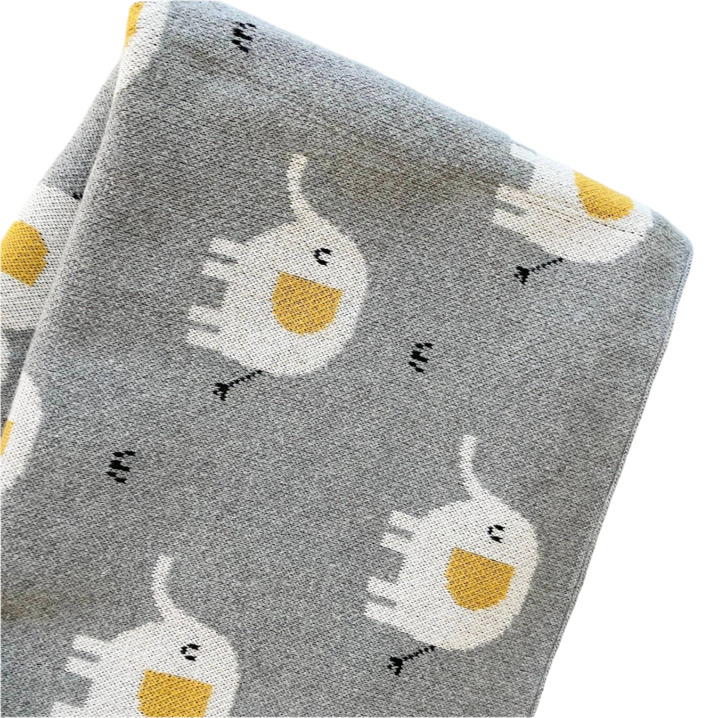 Elephant - Organic Cotton Jacquard Sweater Knit Baby Blanket Viverano Organics