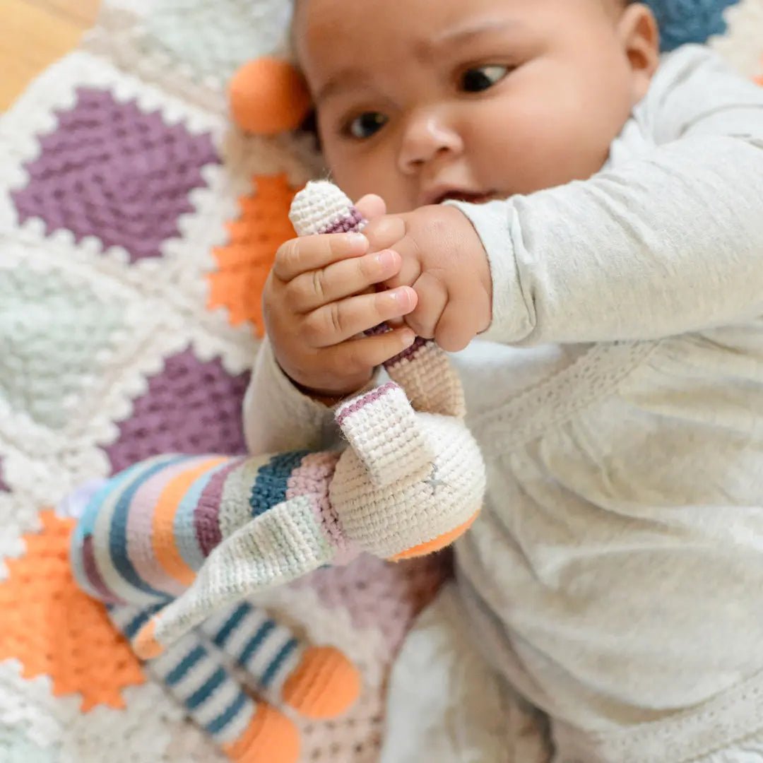 Handmade Baby Blanket - Organic Cotton Crochet Granny Square - Purple Pebble