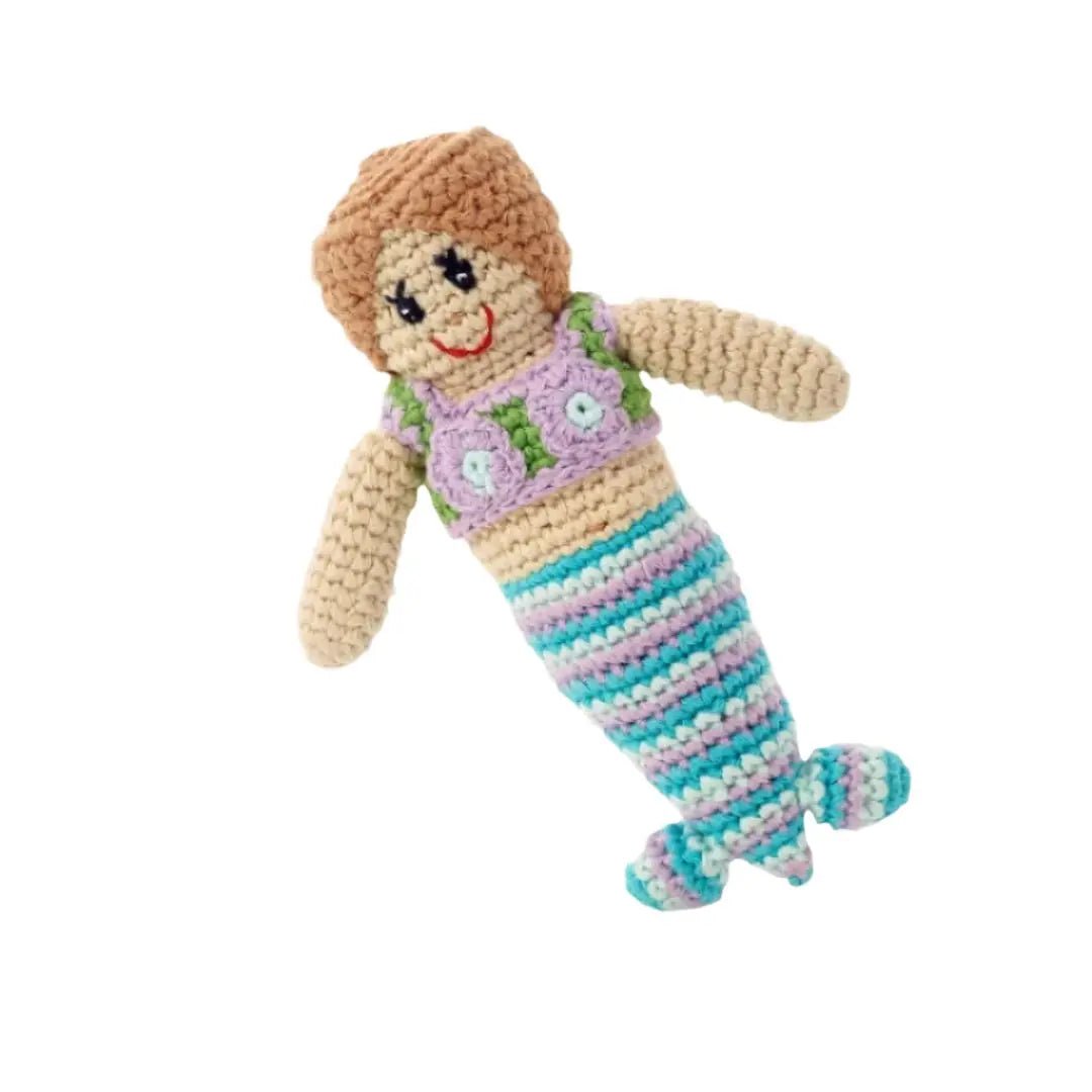 Mermaid Turquoise - Handmade Organic Cotton with Gentle Rattle - The Baby Blanket Store LLC Stuffed Animal
