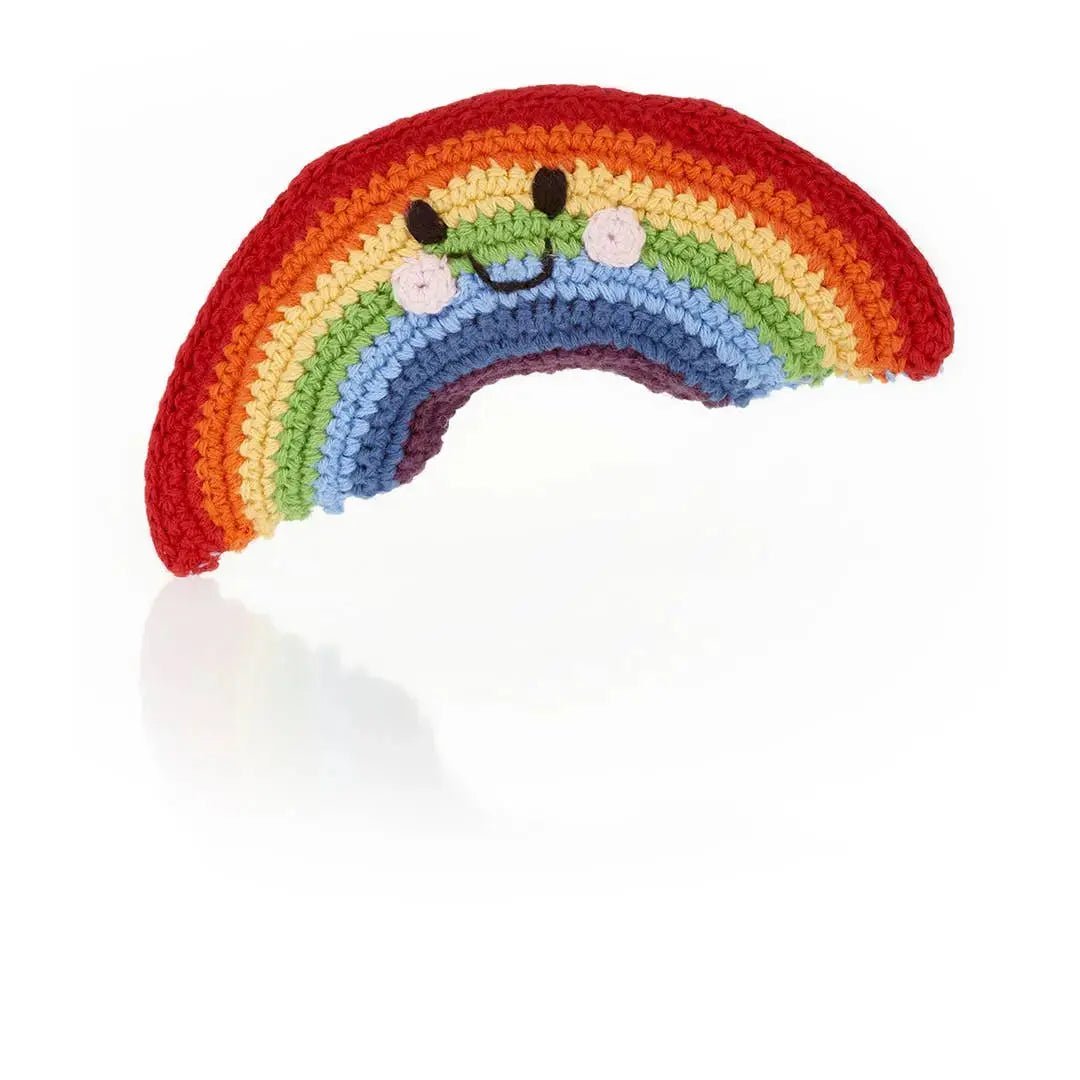 Rainbow - Handmade Organic Stuffed Toy with Gentle Rattle The Baby Blanket Store Stuffed Animal