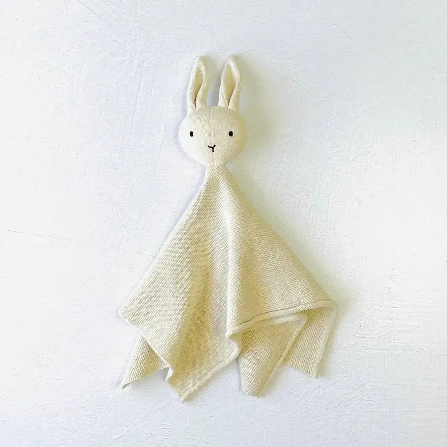 Sheep Cotton Jacquard Sweater Knit Baby Blanket and Bunny Lovey Security Blanket Bundle Pebble and Viverano Bundle