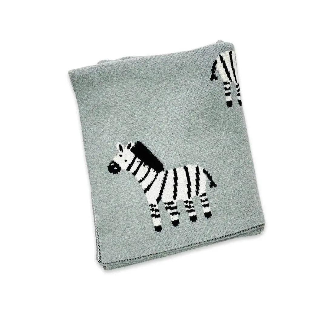 Zebra 3D Cotton Jacquard Knit Baby Blanket - Organic - The Baby Blanket Store LLC Crib Blanket 30"x 42"