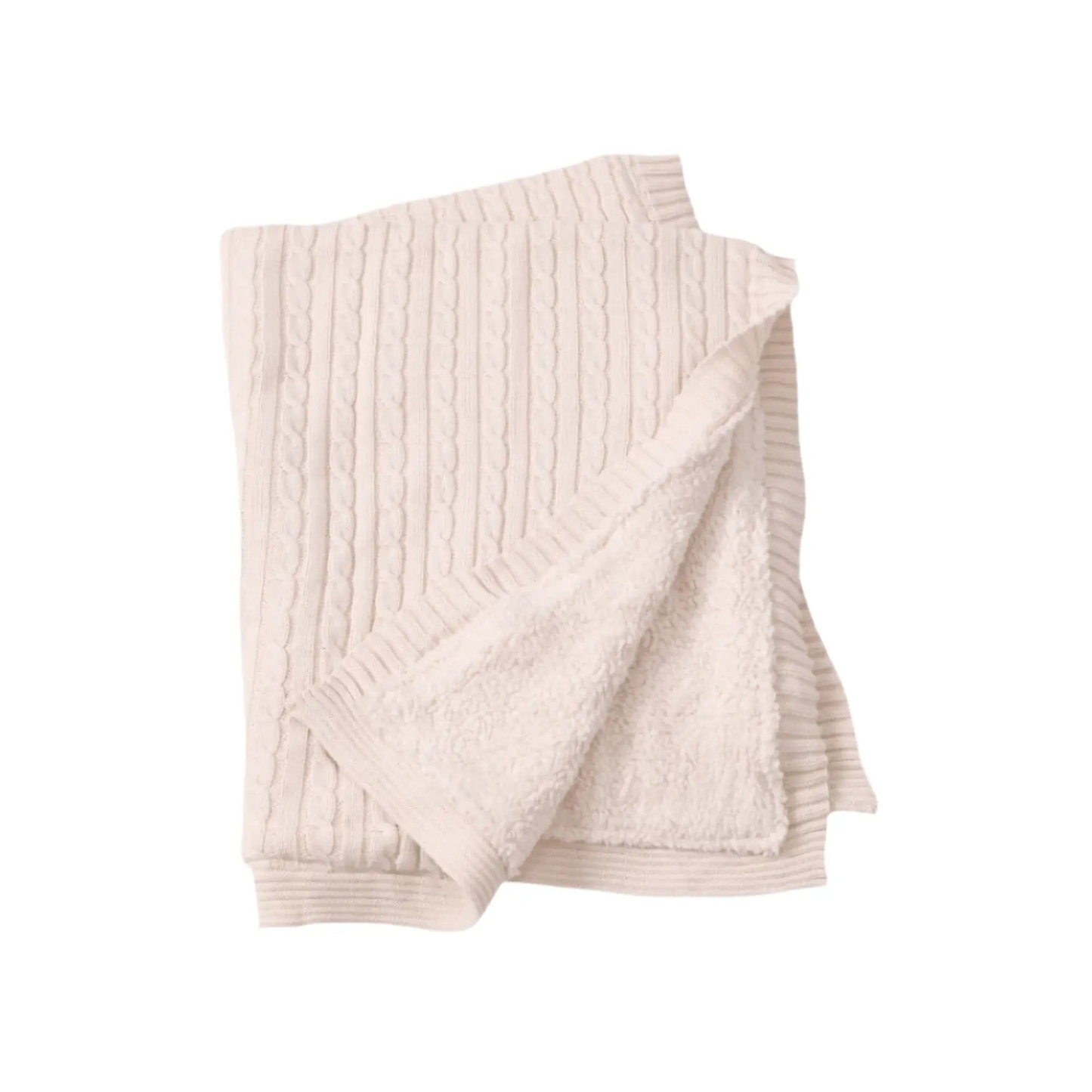 The Baby Blanket Store Crib Blanket 32"x 40" Natural Cozy Sherpa Cable Organic Knit Baby Blanket