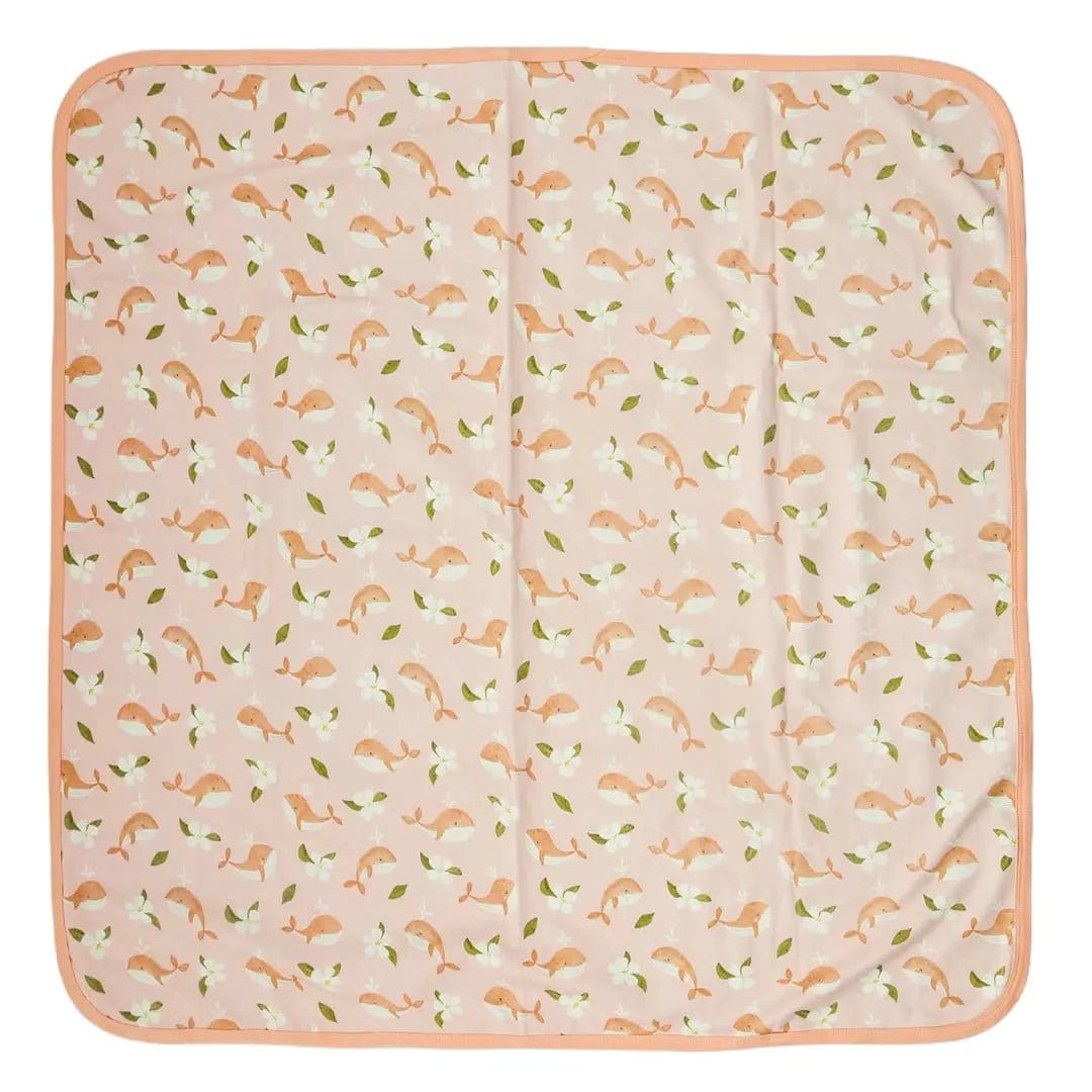 The Baby Blanket Store Crib Blanket 32"x 40" Gardenia Whale | Organic Cotton Jersey Baby Blanket