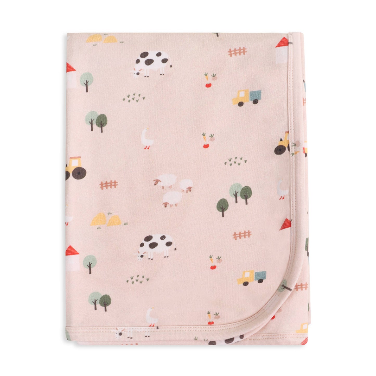 Viverano Organics ONE SIZE / TAN Farm Reversible Baby Blanket (Organic Jersey)