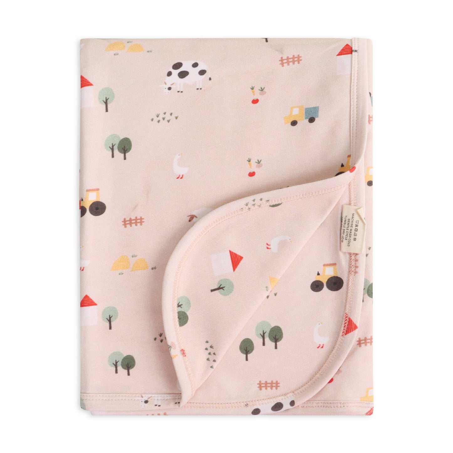 Viverano Organics ONE SIZE / TAN Farm Reversible Baby Blanket (Organic Jersey)