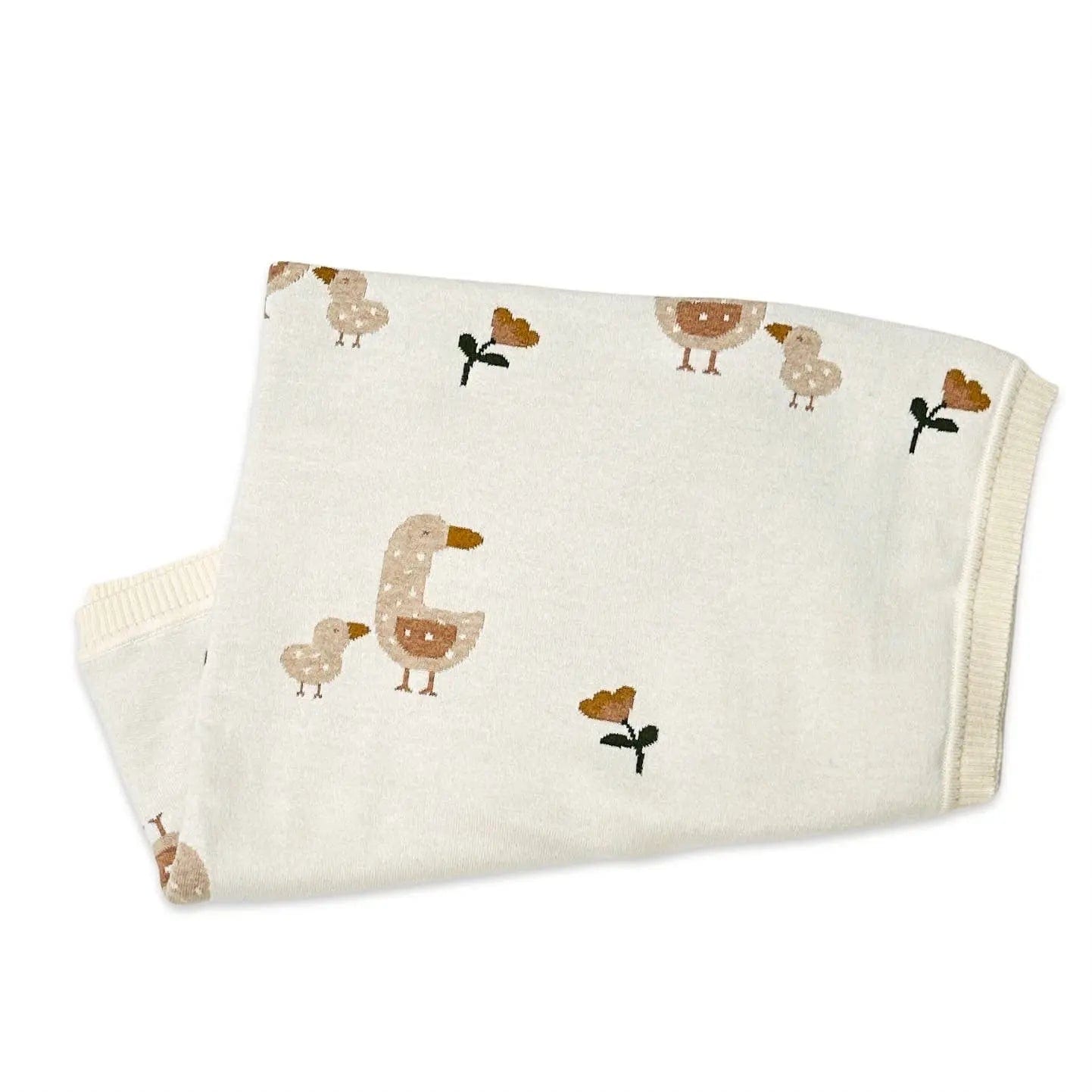 The Baby Blanket Store Crib Blanket 30" x 42" Duck Mommy & Me | Organic Cotton Jacquard Knit Baby Blanket