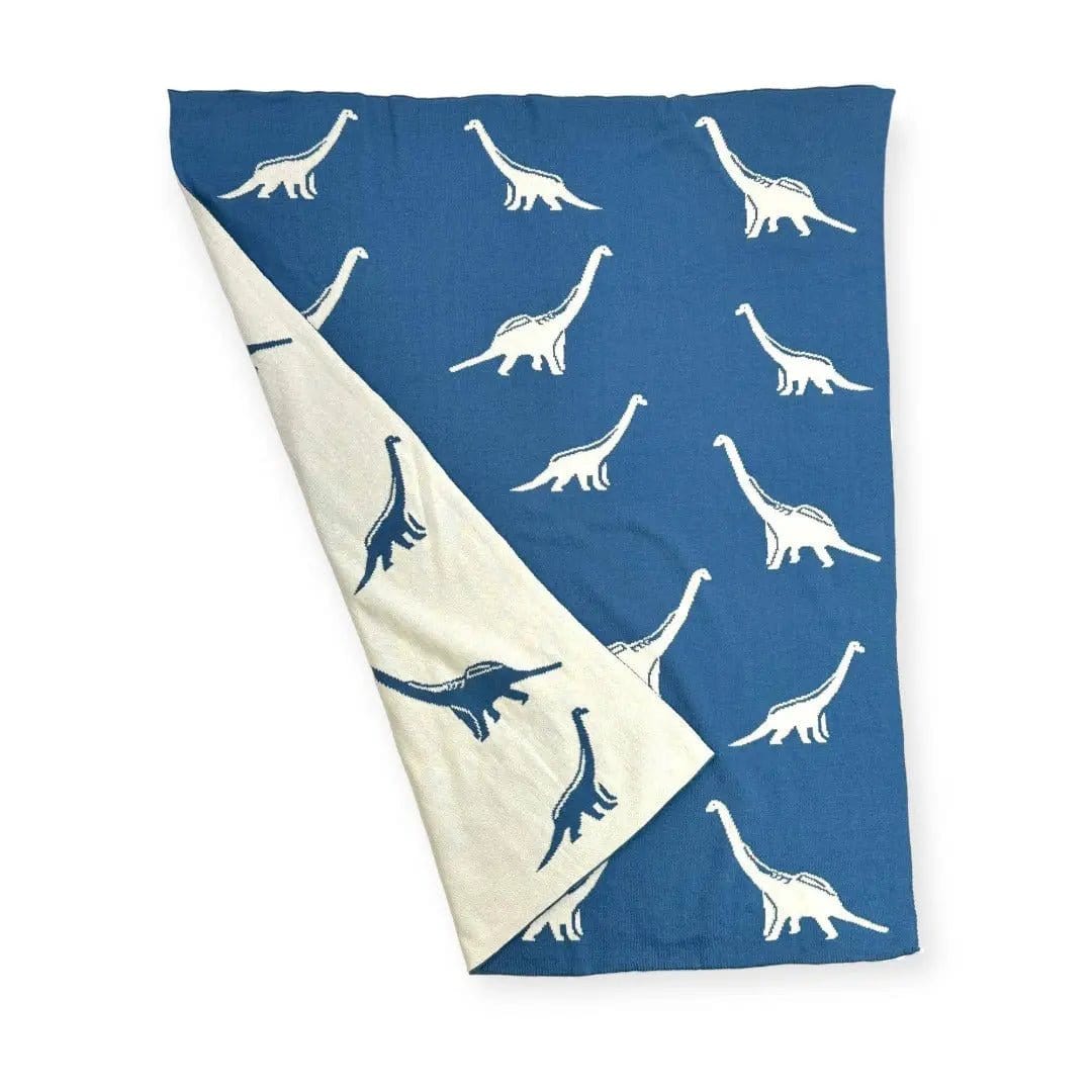 The Baby Blanket Store Crib Blanket 30" x 42" One Size Dinosaur Reversible Bi-Color | Organic Cotton Jacquard Knit Baby Blanket