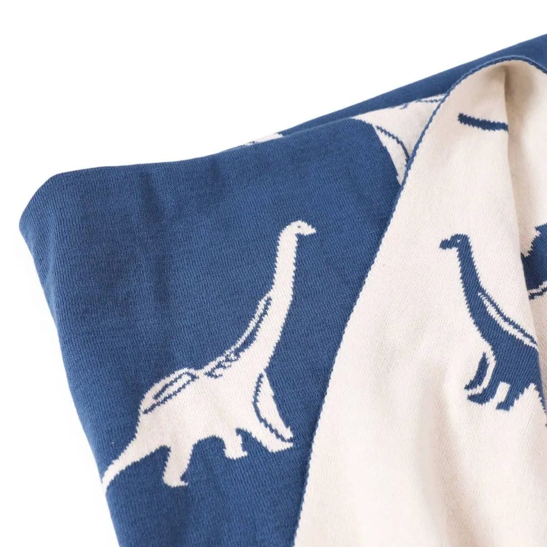 The Baby Blanket Store Crib Blanket 30" x 42" One Size Dinosaur Reversible Bi-Color | Organic Cotton Jacquard Knit Baby Blanket