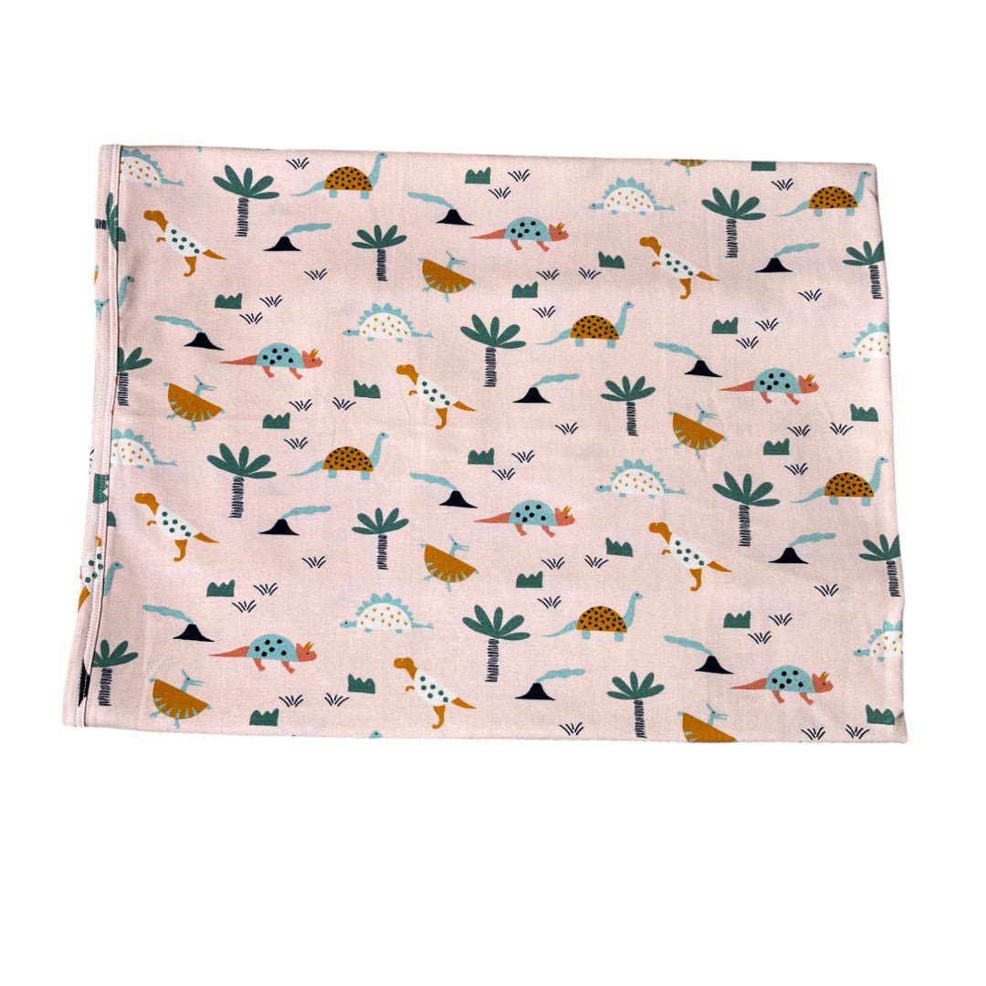 Reversible Organic Cotton Jersey Baby Blanket | Dino Print - Crib Blanket 34" x 34" - The Baby Blanket Store - at The Baby Blanket Store. (Blush, )