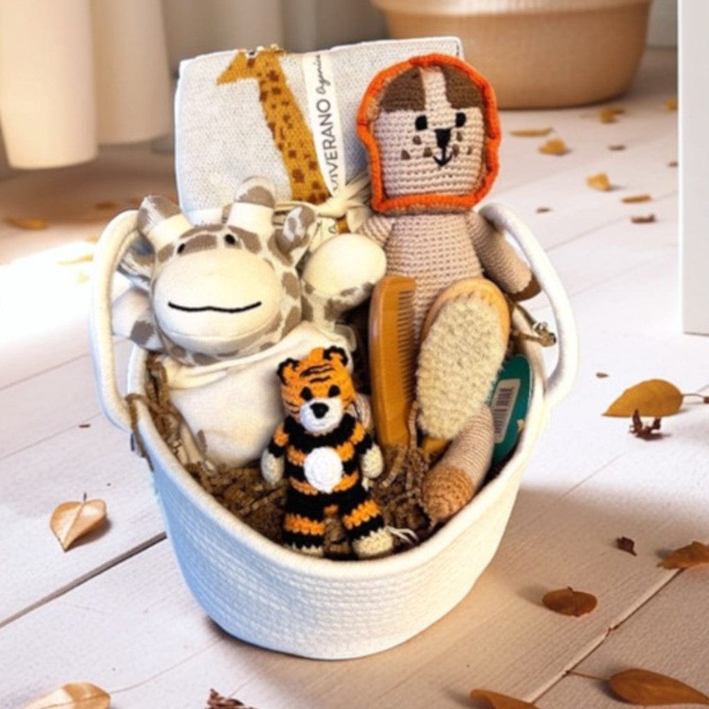 The Baby Blanket Store Gift Basket Organic Baby Gift Basket | Savannah Safari Animal Set