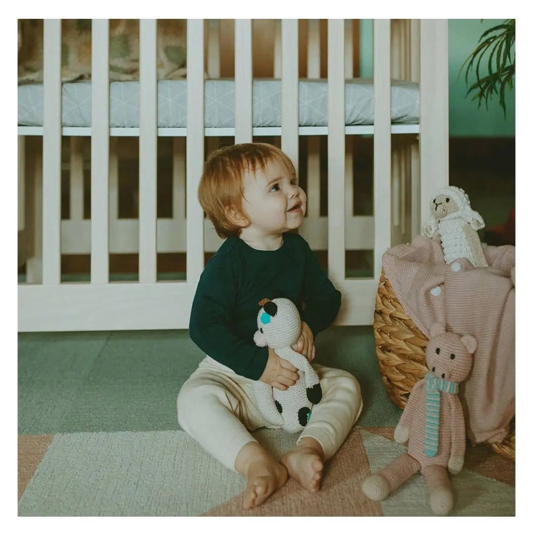 The Baby Blanket Store Stuffed Animal Cow | Handmade Organic Cotton Stuffed Animal with Gentle Rattle
