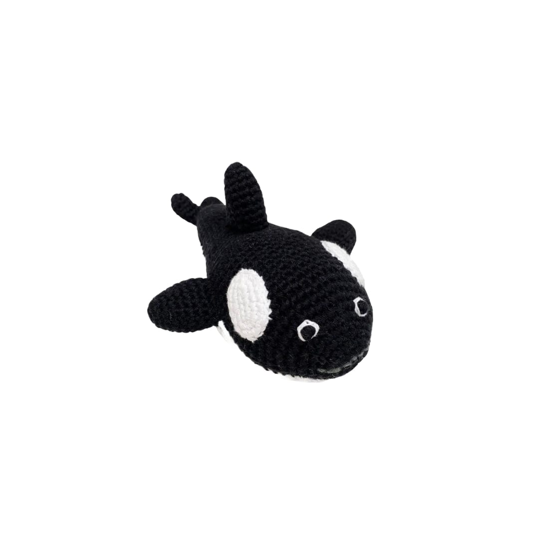The Baby Blanket Store Stuffed Animal Orca | Handmade Organic Cotton Stuffed Animal with Gentle Rattle