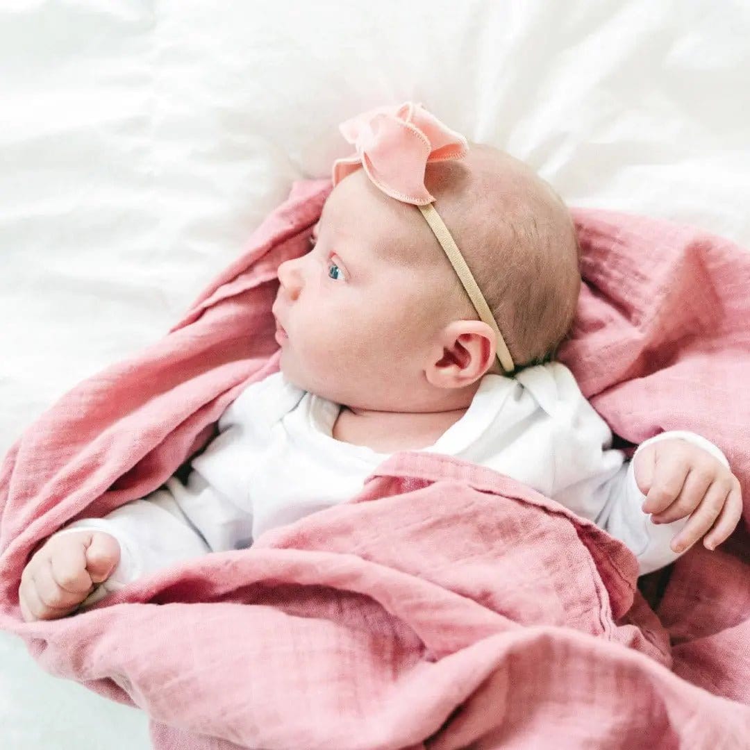 The Baby Blanket Store Crib Blanket 47" x 47" Rose Swaddle Blanket | Organic Cotton Muslin