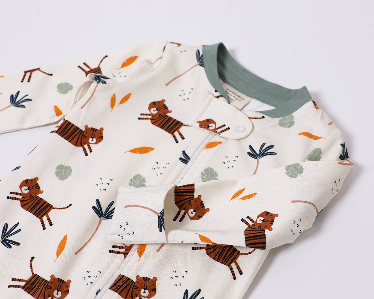 Viverano Organics Natural / 0-3M Tiger Zipper Footie Romper (Organic Cotton)