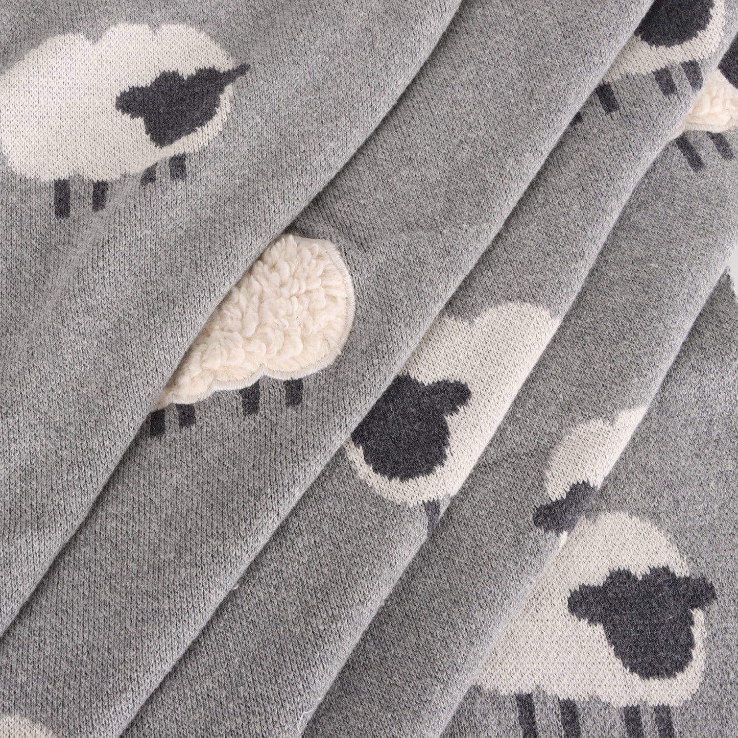 Viverano Organics Wooly Sheep 3D - Organic Cotton Jacquard Knit Baby Blanket
