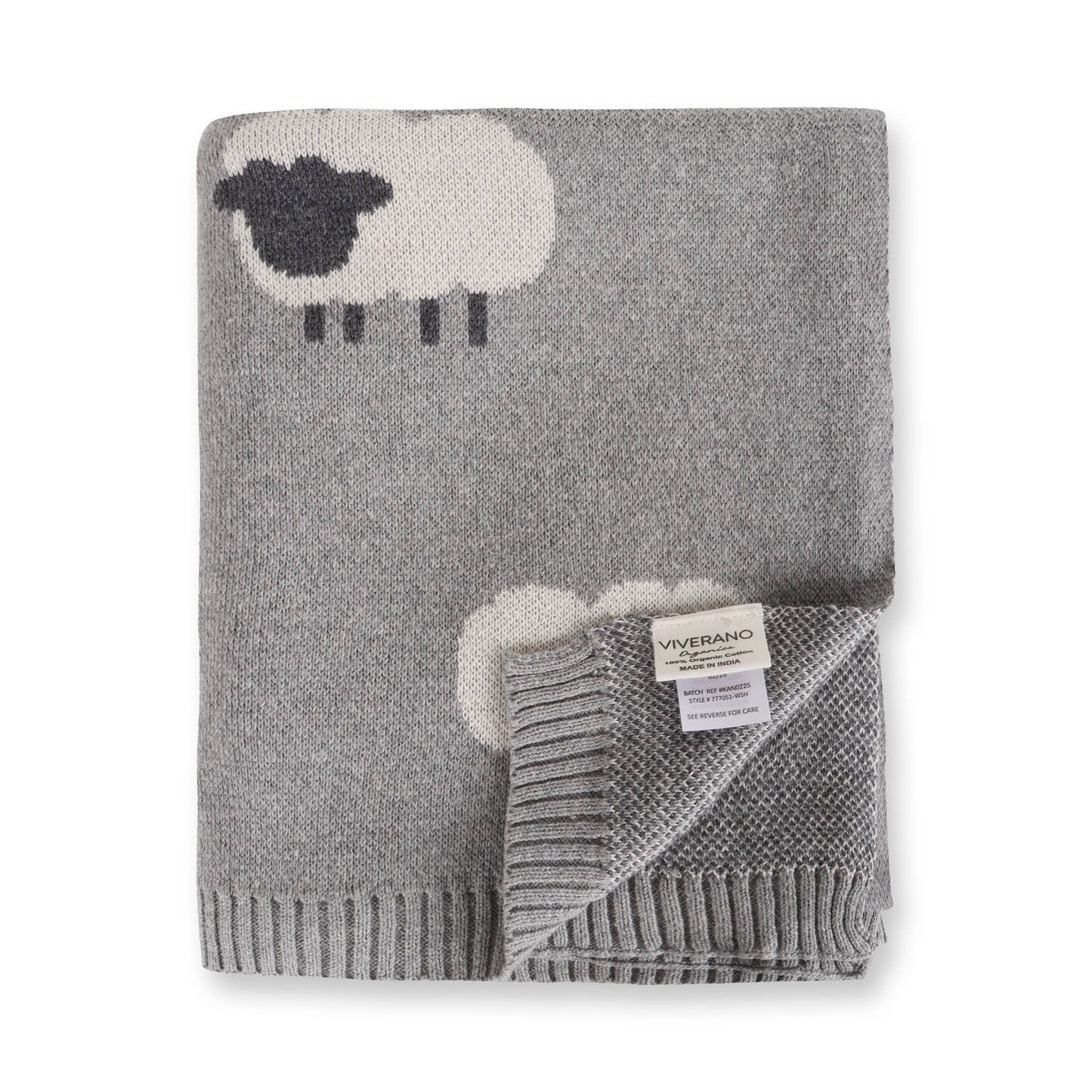 Viverano Organics Wooly Sheep 3D - Organic Cotton Jacquard Knit Baby Blanket
