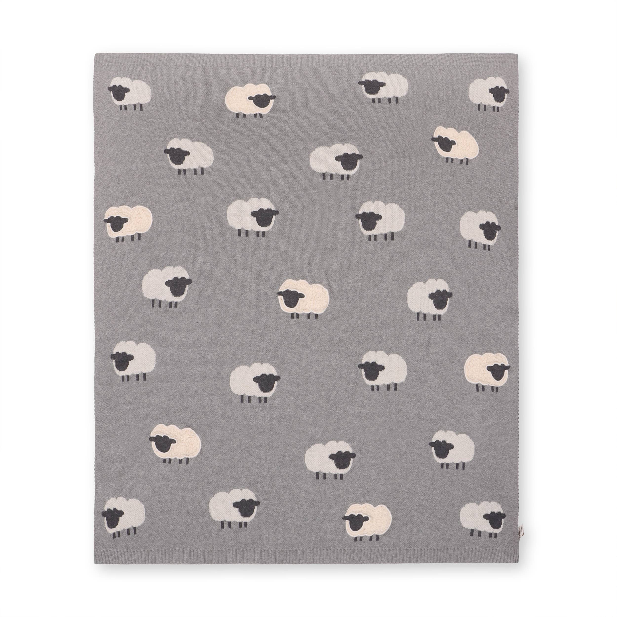 Viverano Organics Wooly Sheep 3D - Organic Cotton Jacquard Knit Baby Blanket
