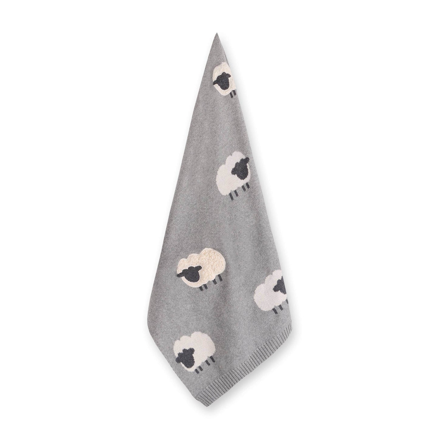 Viverano Organics Wooly Sheep 3D - Organic Cotton Jacquard Knit Baby Blanket