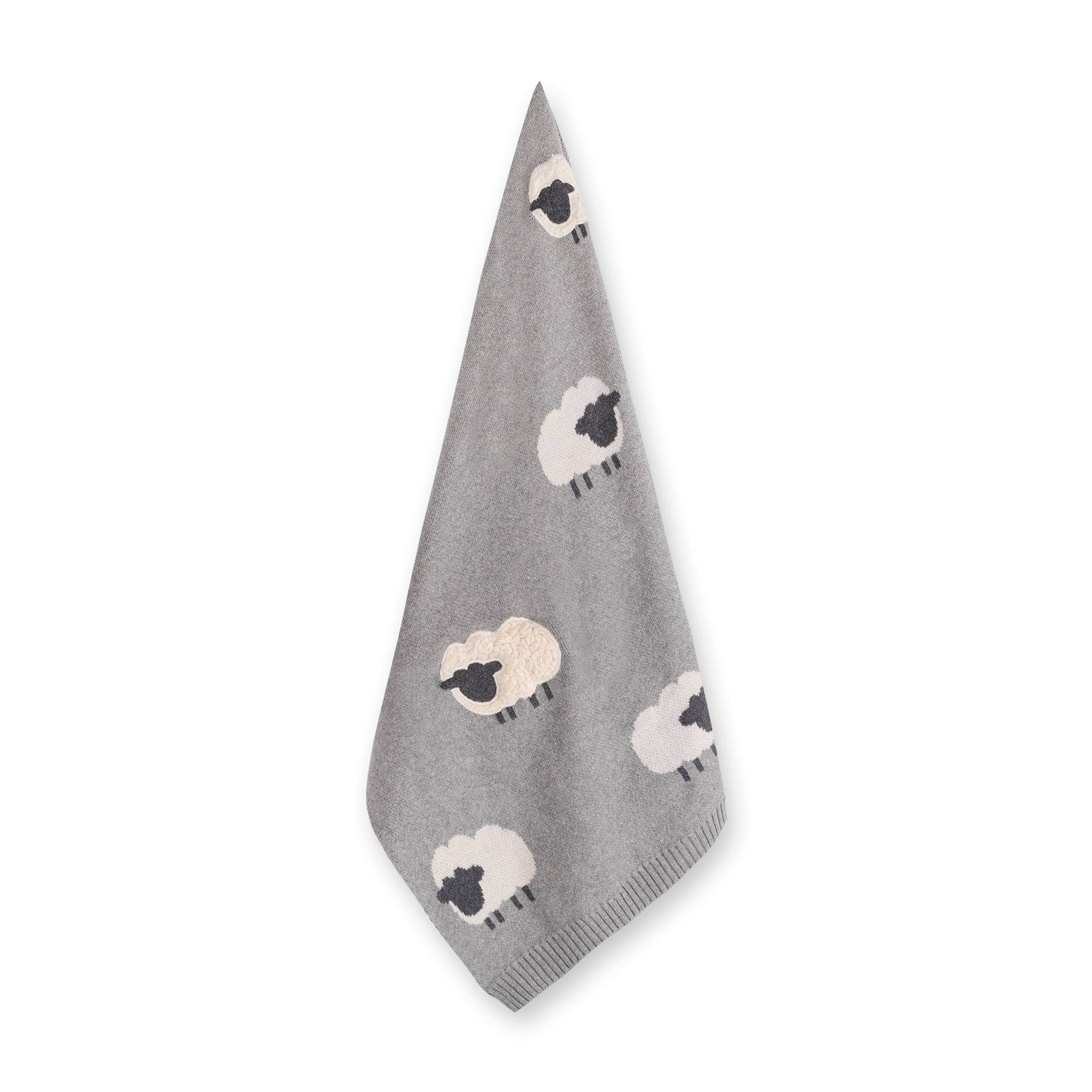 Viverano Organics Wooly Sheep 3D - Organic Cotton Jacquard Knit Baby Blanket
