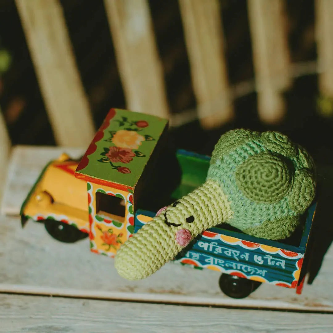 Broccoli - Handmade Organic Stuffed Toy with Gentle  Rattle - The Baby Blanket Store LLC Stuffed Animal 