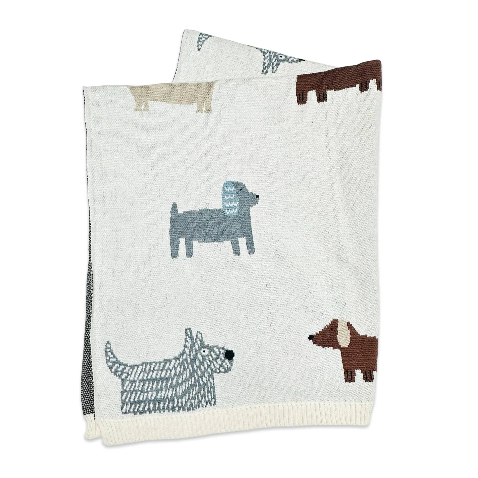 Buddy Dog - Organic Jacquard Sweater Knit Baby Blanket Viverano Organics