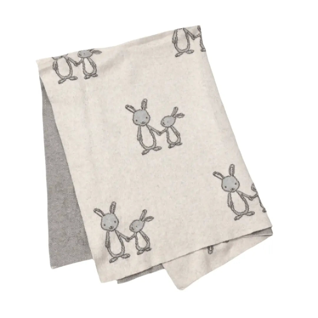 Bunny  Cotton Jacquard Sweater Knit Baby Blanket - Organic - The Baby Blanket Store LLC Crib Blanket 30" x 42" Viverano Organics