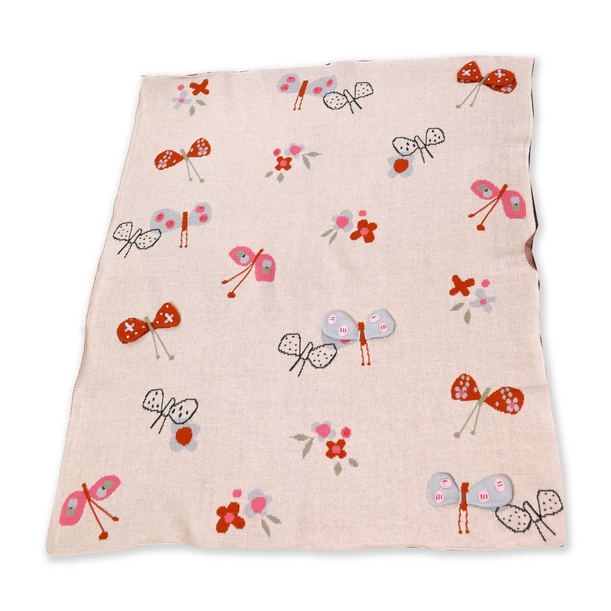 Butterfly 3D - Organic Cotton Jacquard Knit Baby Blanket Viverano Organics