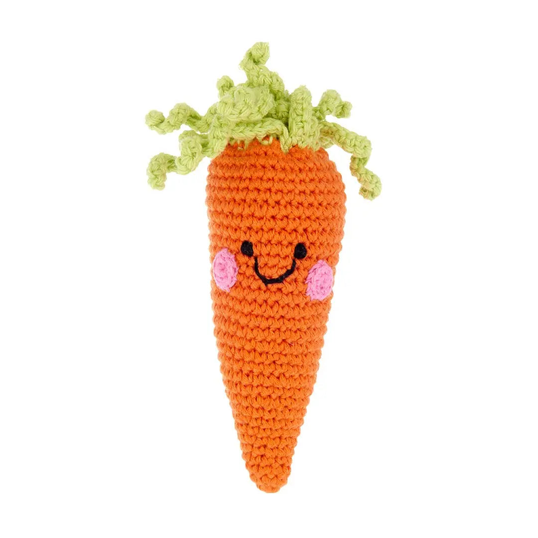 Carrot - Handmade Organic Cotton with Gentle Rattle Pebble