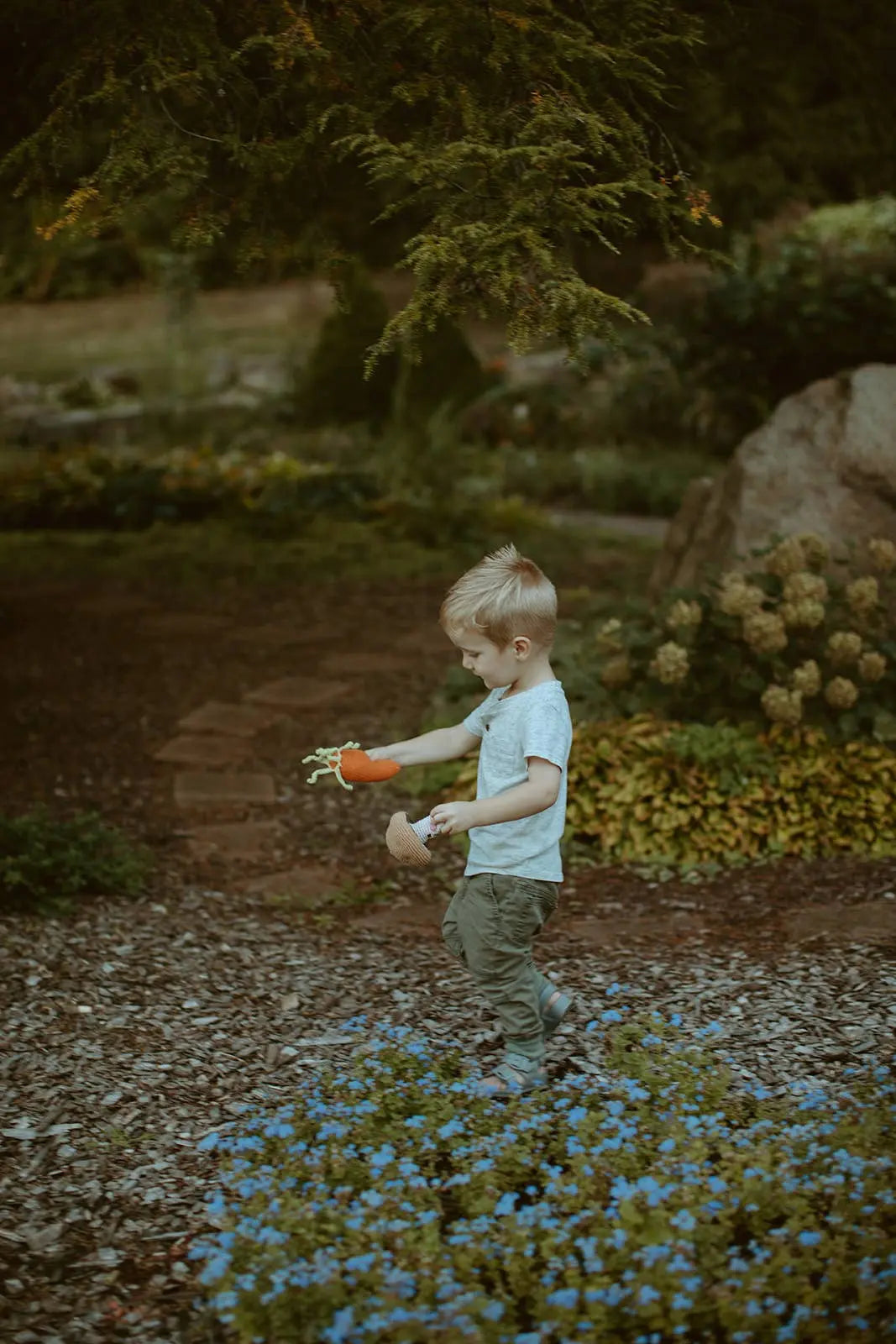 Carrot - Handmade Organic Cotton with Gentle Rattle Pebble