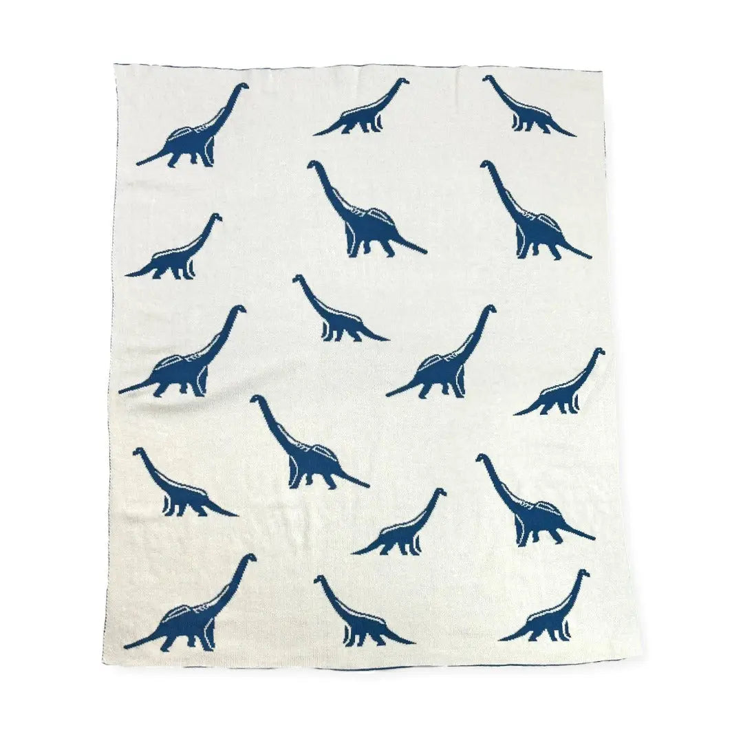 Dinosaur REVERSIBLE Jacquard Knit Baby Blanket - Organic - The Baby Blanket Store LLC Crib Blanket 32"x 40" 