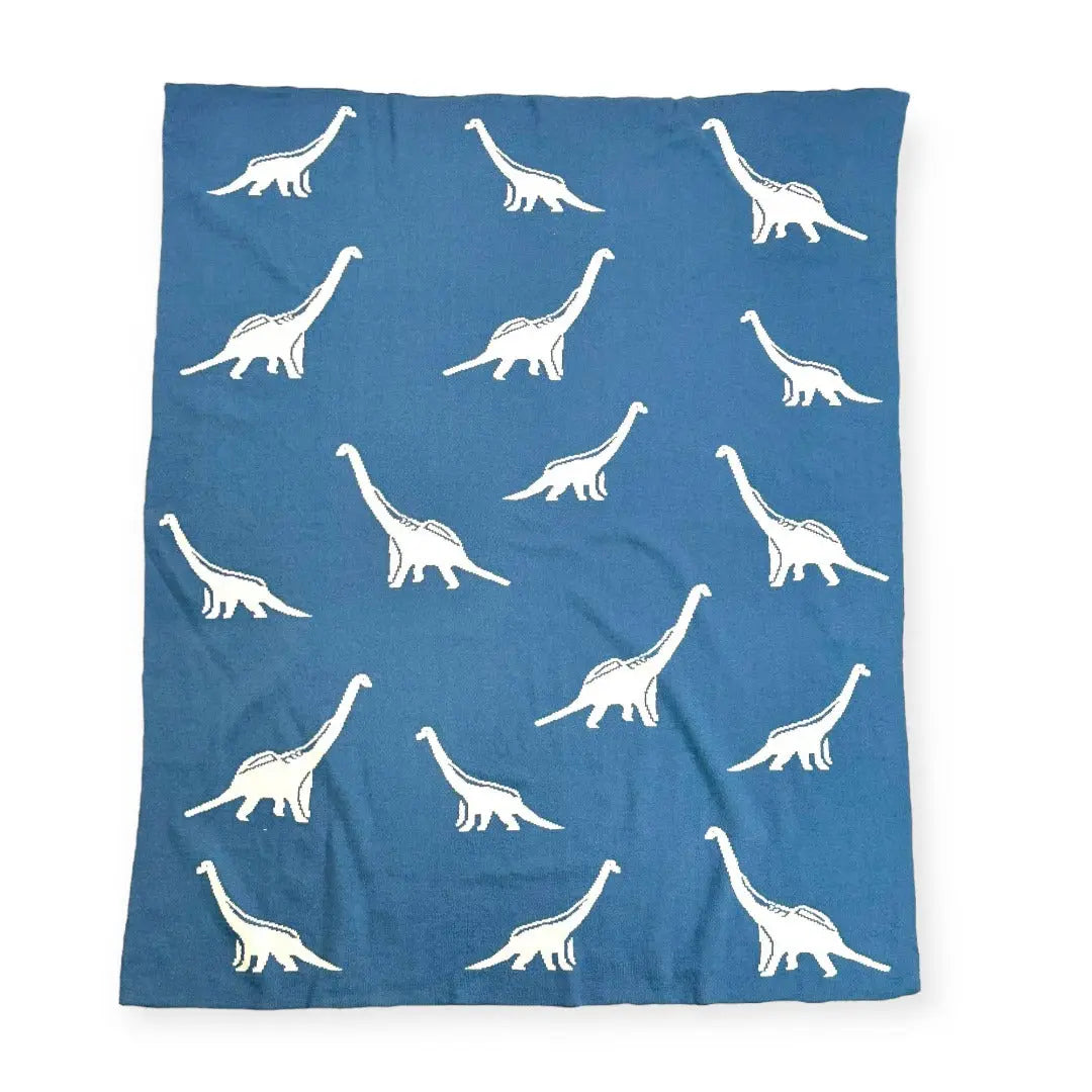 Dinosaur REVERSIBLE Jacquard Knit Baby Blanket - Organic - The Baby Blanket Store LLC Crib Blanket 32"x 40" 