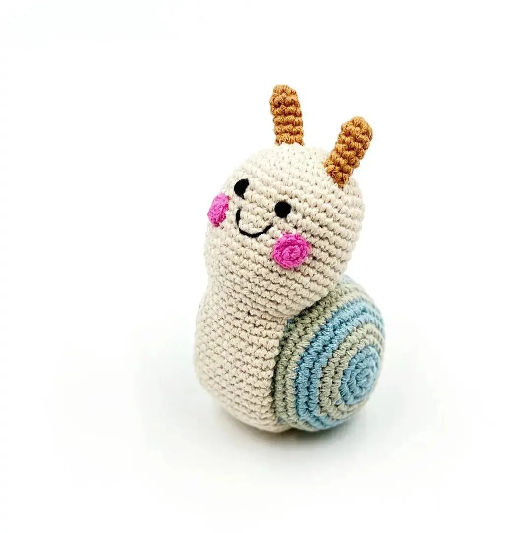 Garden Snail - Handmade Organic Stuffed Animal with Gentle Rattle The Baby Blanket Store Stuffed Animal