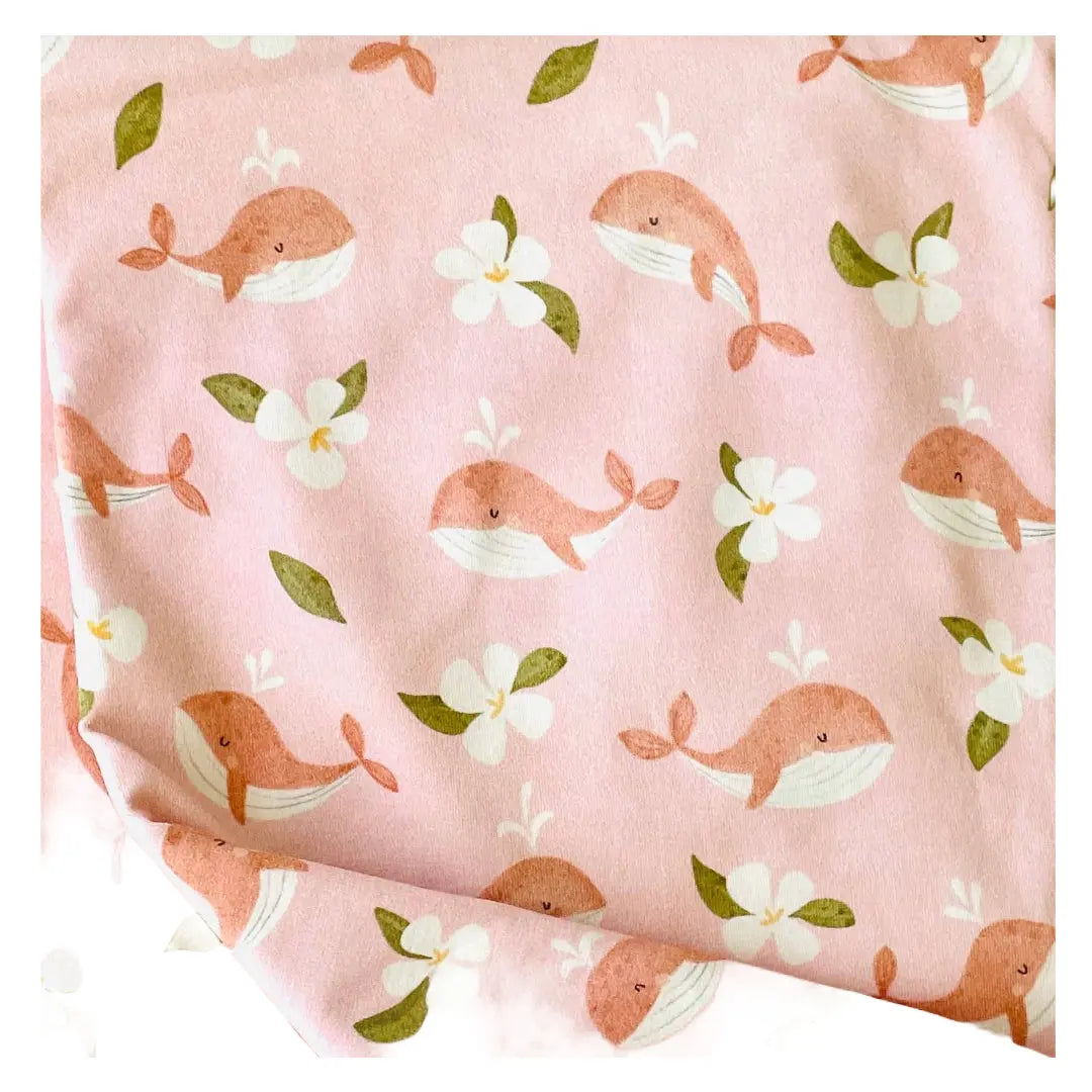 Gardenia Whale - Organic Cotton Jersey Baby Blanket - The Baby Blanket Store LLC Crib Blanket 32"x 40" 