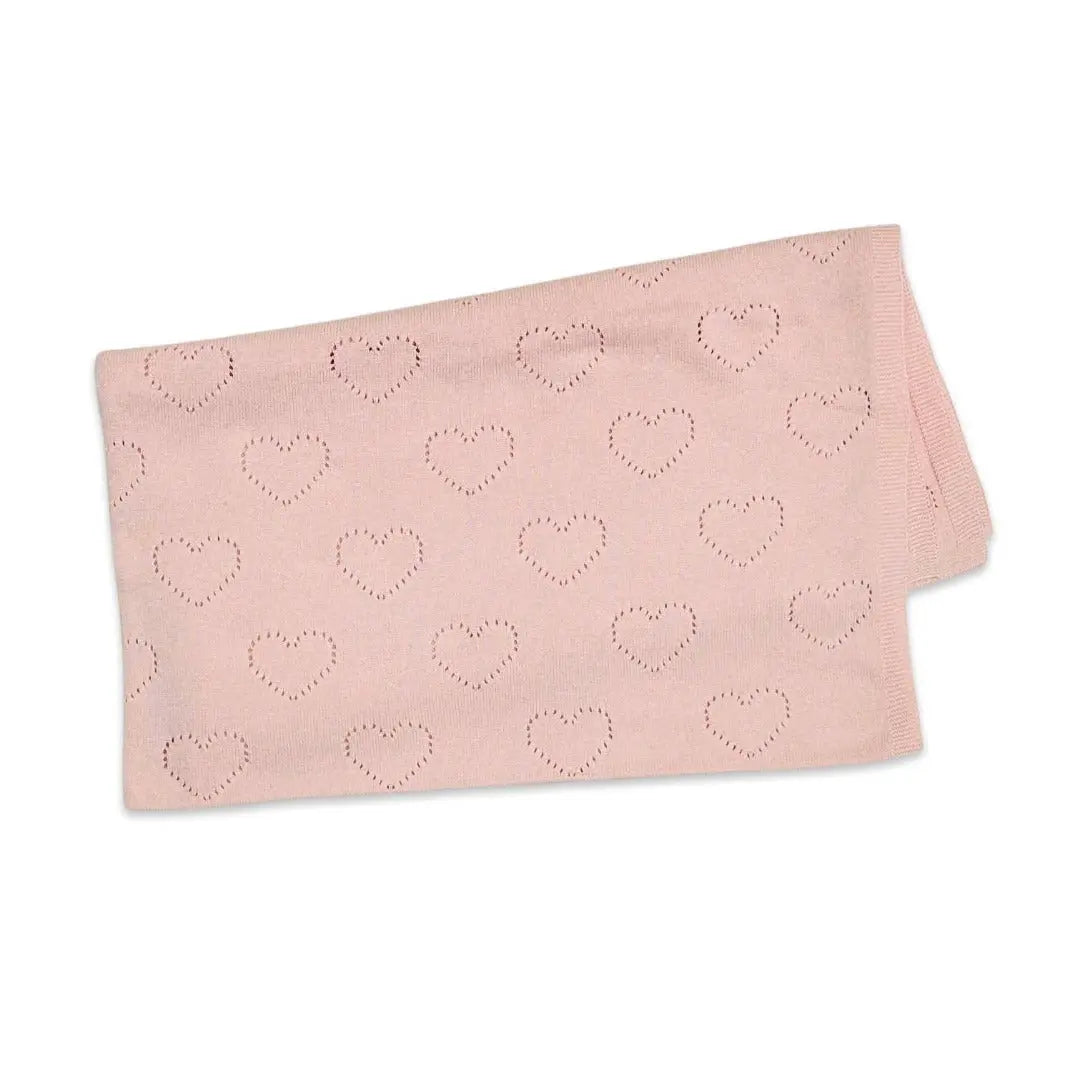 Love Hearts Cotton Pointelle Knit Baby Blanket - Organic - The Baby Blanket Store LLC Crib Blanket 30" x 42" 