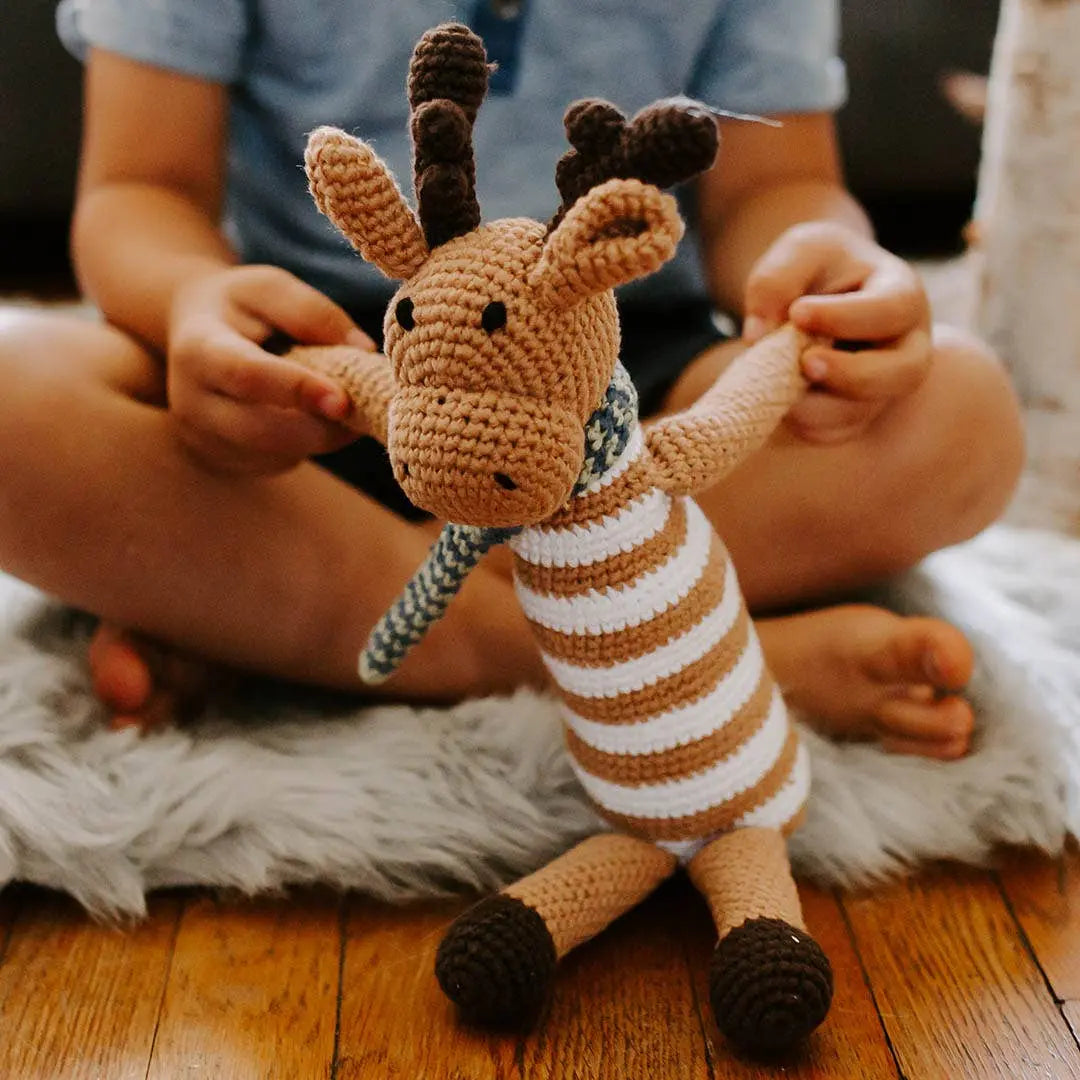 Moose - Handmade Organic Cotton Stuffed Animal - The Baby Blanket Store 