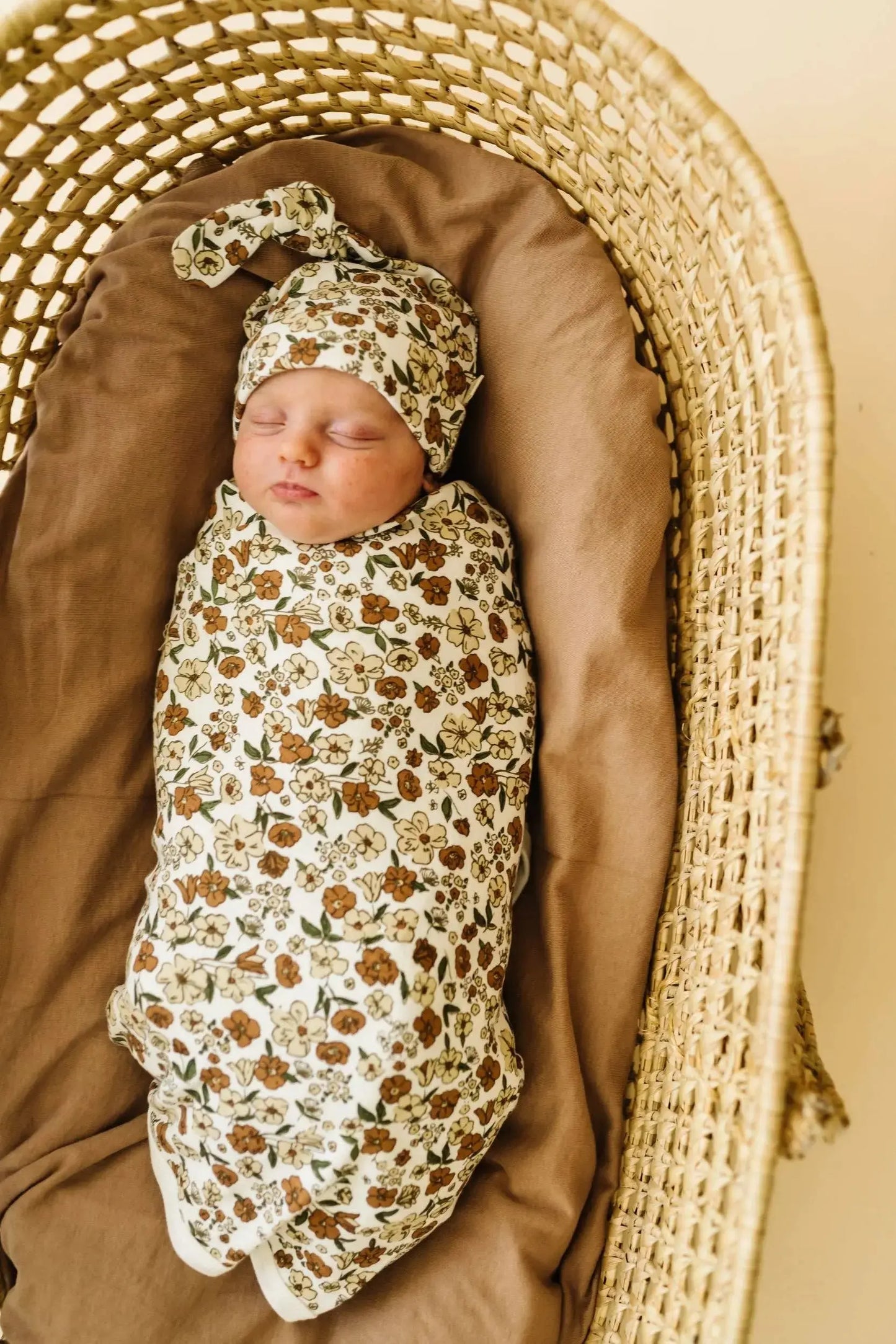 Newborn Swaddle Blanket & Hat - Daffodil + Baby Lamb Handmade Stuffed Animal The Baby Blanket Store