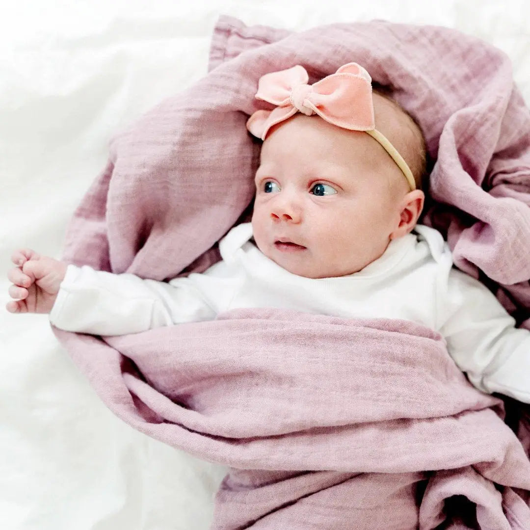 Organic Cotton Muslin Swaddle Blankets - Mauve - The Baby Blanket Store LLC 