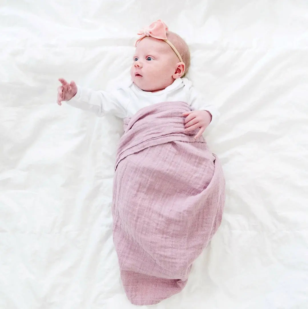 Organic Cotton Muslin Swaddle Blankets - Mauve - The Baby Blanket Store LLC 