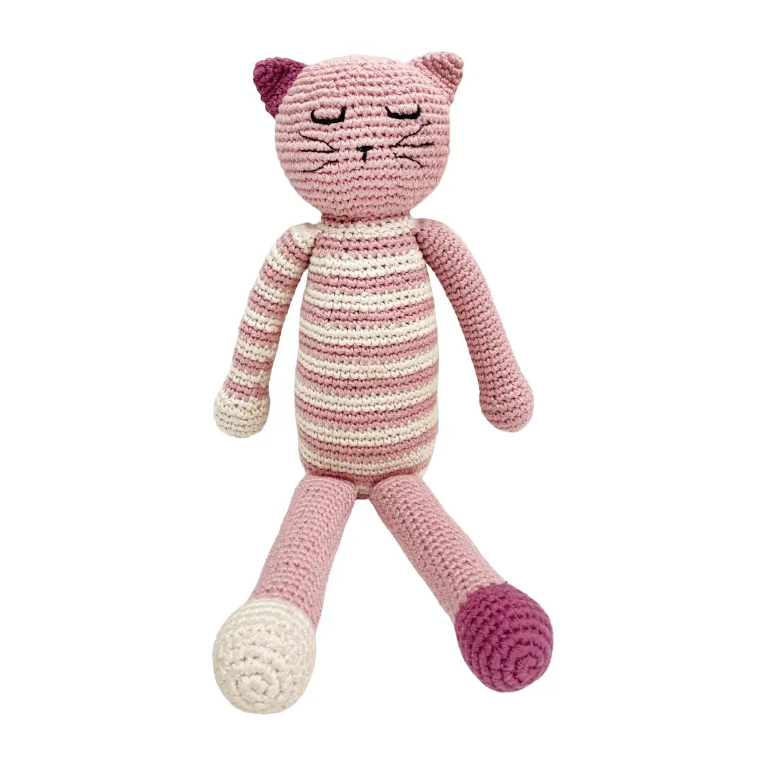 Kitten Toy - Sleeping Kitten Handmade Organic Cotton, Pink - The Baby Blanket Store LLC Stuffed Animal