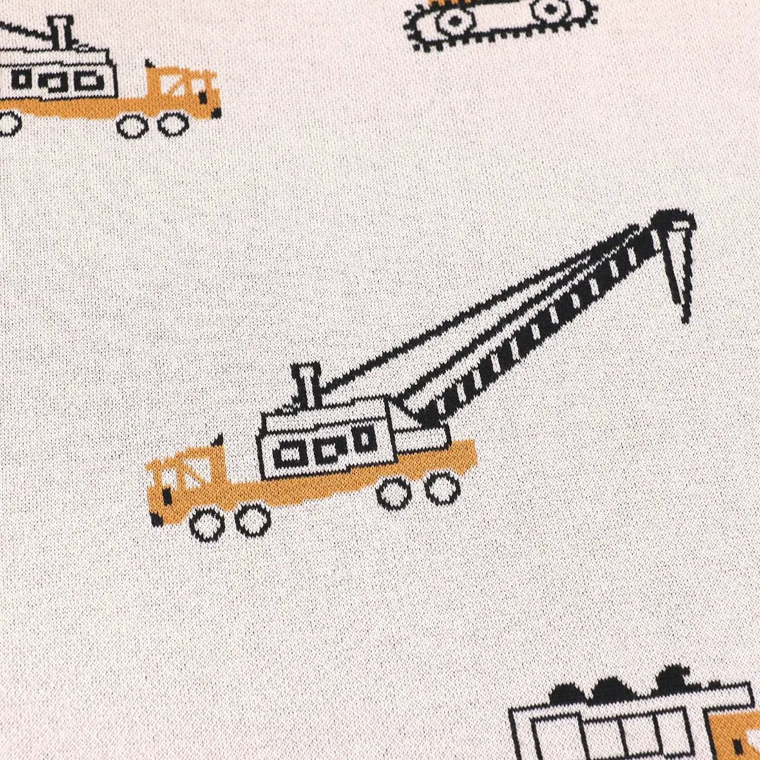 Trucks Cotton Jacquard Sweater Knit Baby Blankets - Organic - The Baby Blanket Store LLC 