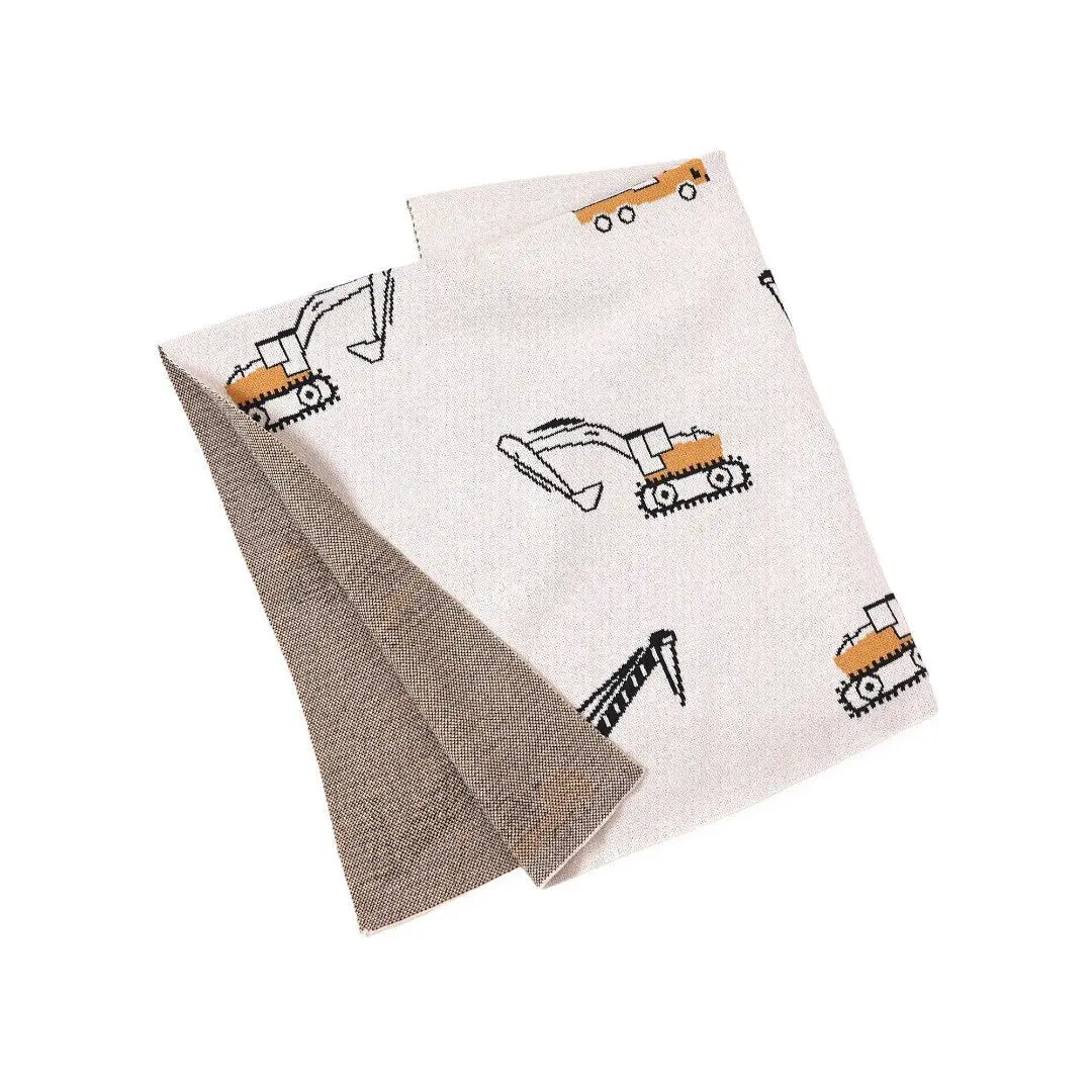 Trucks Cotton Jacquard Sweater Knit Baby Blankets - Organic - The Baby Blanket Store LLC 